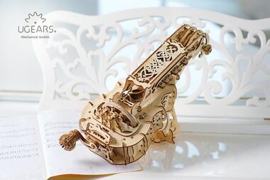 Ugears 3D dřevěné mechanické puzzle Hurdy-Gurdy / od 14 let / 292 dílků / Obtížnost: střední