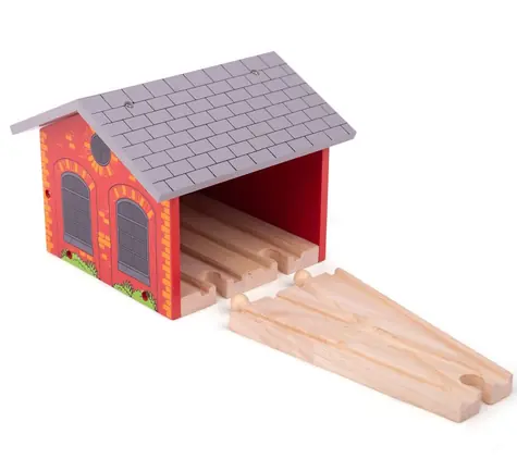 Bigjigs Rail Cihlové depo pro dva vláčky / od 3 let