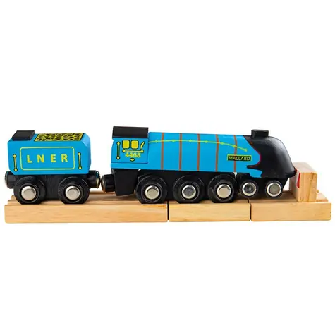 Bigjigs Rail Dřevěná replika lokomotivy Mallard + 3 koleje / od 3 let
