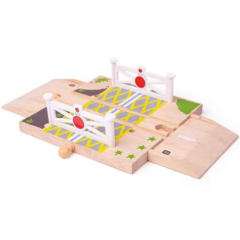 Bigjigs Rail Dřevěné autodráhy železniční přejezd s brankami / od 3 let