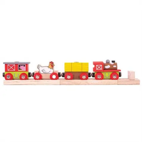 Bigjigs Rail Vláček farma + 3 koleje / od 3 let