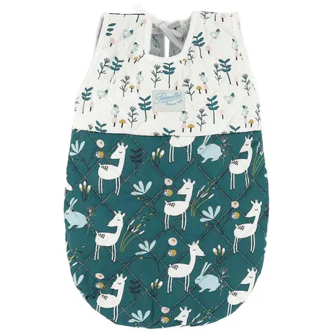 Petitcollin Spací vak zeleno-bílý pro panenky 36-40 cm / od 18 měsíců