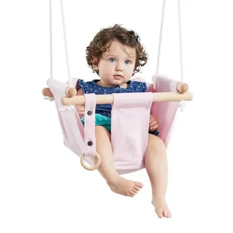 2Kids Toys Dětská textilní houpačka 100% bavlna růžová / od 18 měsíců