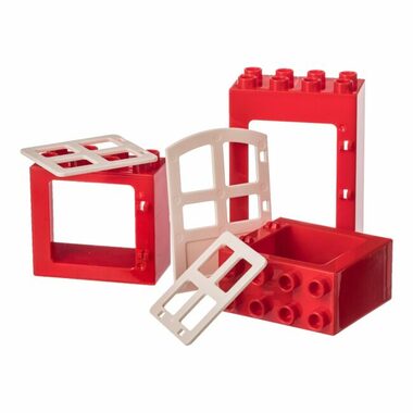 L-W Toys Kreativní set okna a dveře KOSTKY / LEGO- kompatibilní / 3 dílky 
