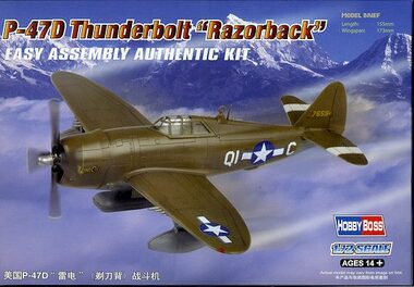 HOBBY BOSS 80283 P-47D Thunderbolt Razorback / Plastikový model / 1:72 / Počet dílků: 30+