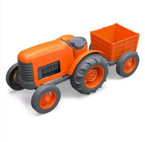 Green Toys Traktor s vlečkou oranžová / od 12 měsíců