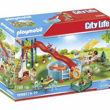 Playmobil® City Life 70987 Bazénová párty se skluzavkou / Počet dílků: 159 / od 4 let