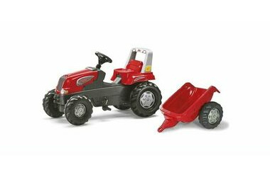 Rollytoys Šlapací traktor Rolly Juniors vlečkou červený akční / od 3 let