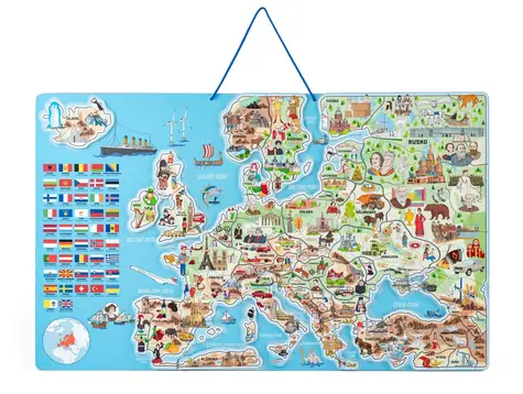 Woody Magnetická mapa EVROPY, společenská hra 3 v 1, ČJ / od 3 let