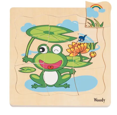 Woody Puzzle na desce ´´Vývoj žáby´´ / od 3 let