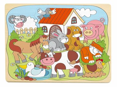 Woody Puzzle na desce ´´Domácí veselá zvířátka´´ / od 3 let