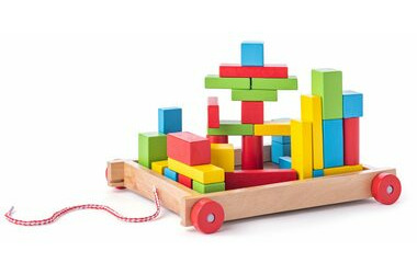 Woody Vozík s kostkami malý - 34 dílů / od 2 let