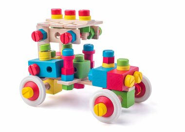 Woody Montážní stavebnice v kyblíku ´´Constructor´´, 140 dílů / od 3 let