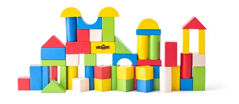 Woody Kostky barevné 50 ks - 2,5 cm / od 2 let