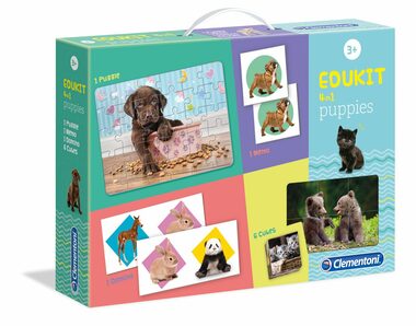 Clementoni EDUkit - Štěňátka 4v1 (pexeso | 60 puzzle | domino | 6 kostek) / od 3 let