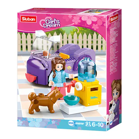 Sluban Girls Dream M38-B0970F Autíčko s krmítkem pro pejsky / LEGO - kompatibilní / Počet figurek|dílků: 1|91 / od 6 let