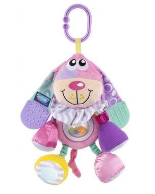 Playgro - Závěsný pejsek s kousátky růžová / od 3 měsíců