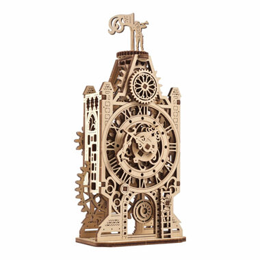 Ugears 3D dřevěné mechanické puzzle Hodinová věž / od 14 let / 44 dílků / Obtížnost: nízká
