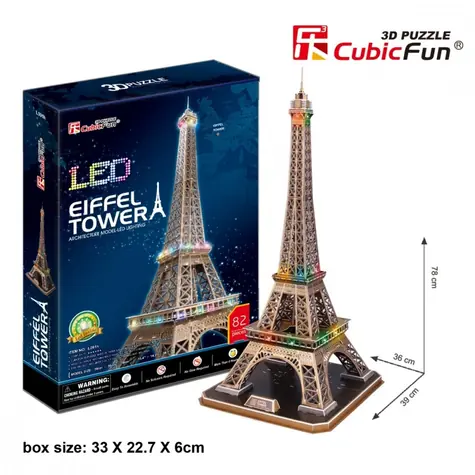 CubicFun Puzzle 3D Eiffelova věž / 82 dílů / 39 x 78 x 36 cm / Obtížnost: 6