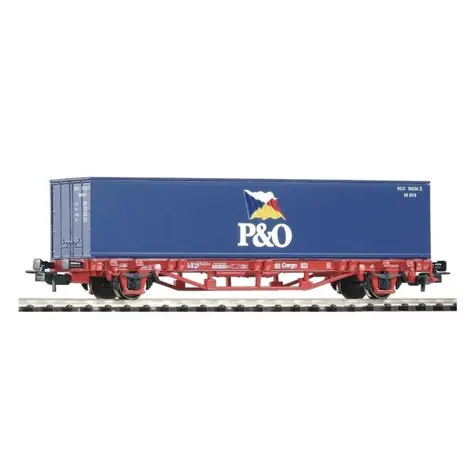 Piko 57706 Plošinový vagón Lgs579 1x40ft kontejnér P&O DB AG V / Měřítko:H0 (1:87) / Délka: 157 mm / Rádius: 358 mm