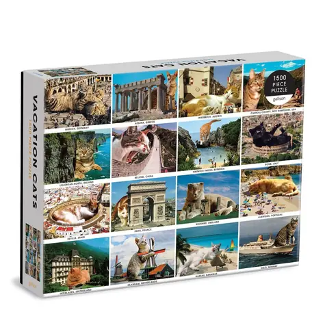 Galison Puzzle Kočky na prázdninách / 1500 dílků / od 8 let