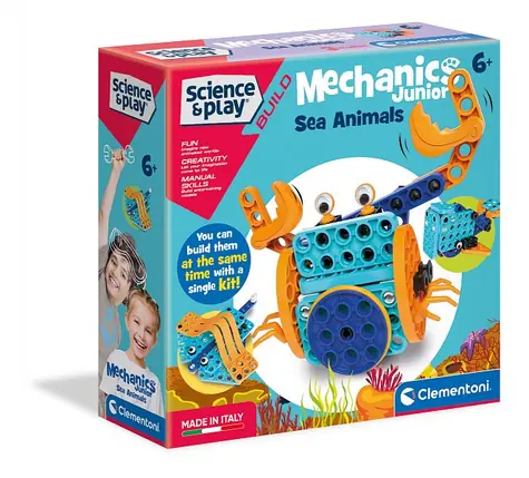 Clementoni Mechanická laboratoř Junior - Vodní zvířata / 130 dílků / od 6 let