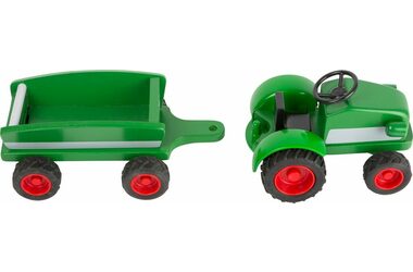 Small Foot Dřevěný traktor s vlečkou zelená / od 3 let