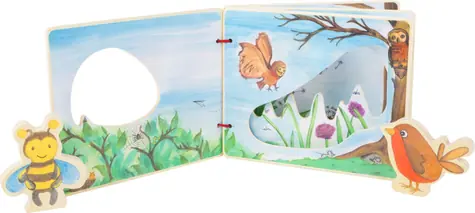 Small Foot Dřevěná obrázková knížka s včelkou / od 12 měsíců