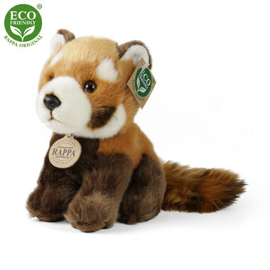 RAPPA Plyšová panda červená sedící 18 cm / ECO-FRIENDLY / od 0 měsíců