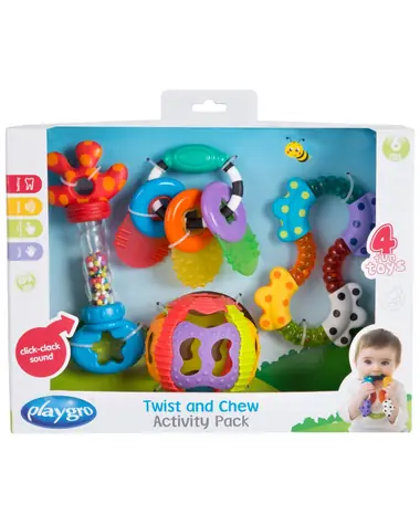 Playgro - Dárkový set s chrastítky a kousátky / od 6 měsíců