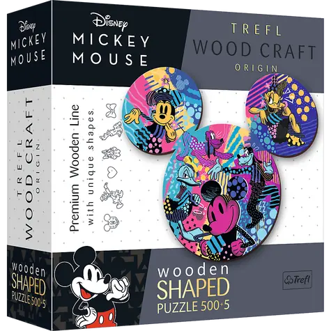 Trefl Wood Craft Origin - Puzzle - Mickey Mouse / 505 dílků / 44.6 x 37.5 cm 