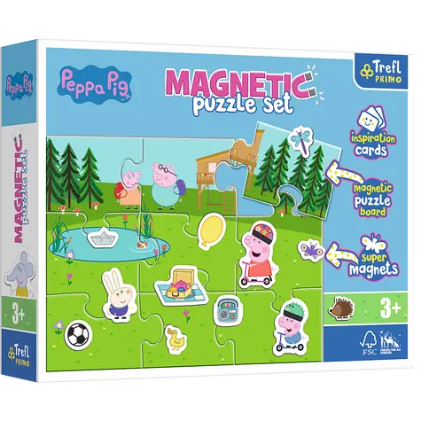 Trefl Primo - Puzzle - Magnetická sada prasátko Pepina / 9 dílků / 12 x 8 cm / od 3 let