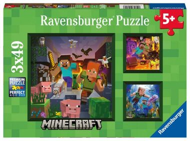 Ravensburger - Puzzle - Minecraft biomes / 3x49 dílků / od 5 let