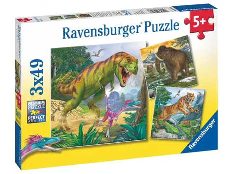 Ravensburger - Puzzle - Dinosauři a čas / 3x49 dílků / od 5 let
