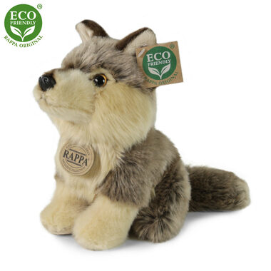 RAPPA Plyšový vlk sedící 18 cm / ECO-FRIENDLY / od 0 měsíců