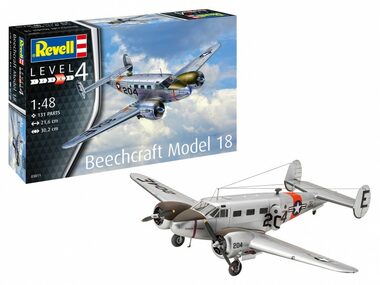 Revell 03811 Beechcraft Model 18 / Plastikový model / 1:48 / Počet dílků: 131 / Obtížnost 4
