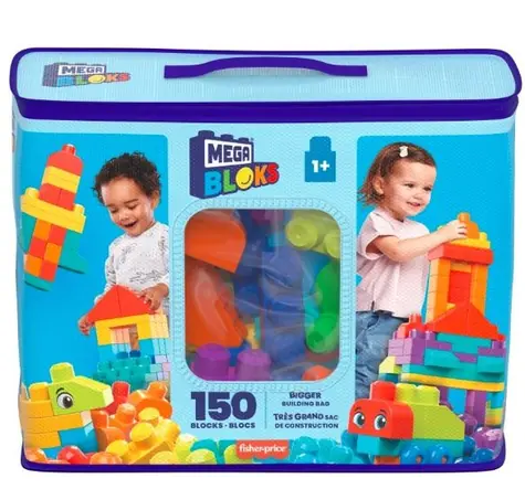 Mattel HHM96 MEGA Bloks - Pořádně velký pytel kostek modrá / 150 kostek / od 1 roku
