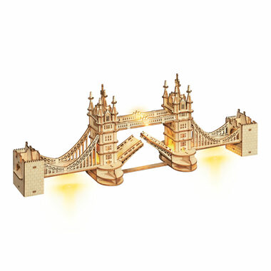 RoboTime dřevěné 3D puzzle most Tower Bridge svítící / od 14 let / 113 dílků / Obtížnost: střední 
