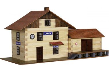 Walachia Dřevěná slepovací stavebnice Vlakové nádraží / od 8 let / 213 dílů /  Obtížnost: nízká