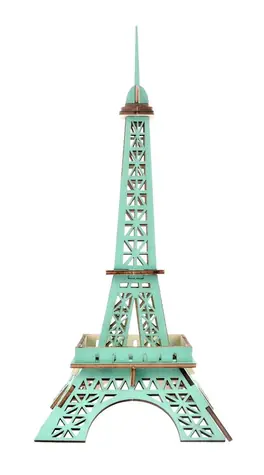 Woodcraft Dřevěné 3D puzzle Eiffelova věž tyrkysová / 25 dílků / od 8 let / Obtížnost: jednoduchá