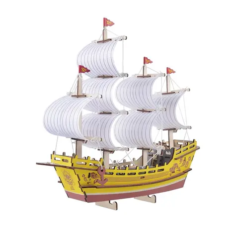Woodcraft Dřevěné 3D puzzle Obchodní loď / 77 dílků / od 8 let / Obtížnost: jednoduchá