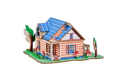 Woodcraft Dřevěné 3D puzzle Vila v Fontainebleau / 49 dílků / od 8 let / Obtížnost: jednoduchá