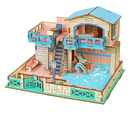 Woodcraft Dřevěné 3D puzzle Vila na ostrově Lembongon / 96 dílků / od 8 let / Obtížnost: jednoduchá
