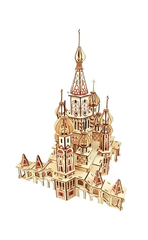 Woodcraft Dřevěné 3D puzzle Chrám Vasila Blaženého přírodní / 484 dílků / od 8 let / Obtížnost: jednoduchá