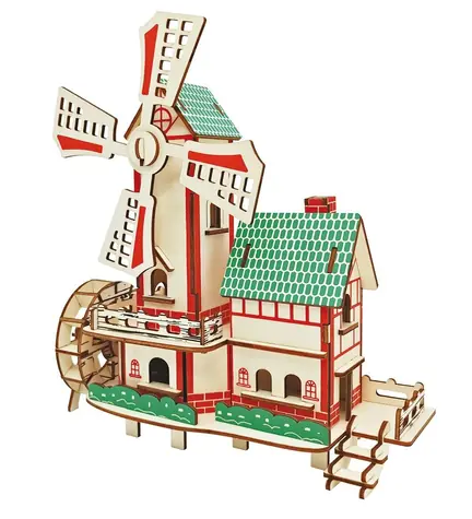 Woodcraft Dřevěné 3D puzzle Větrný mlýn / 84 dílků / od 8 let / Obtížnost: jednoduchá