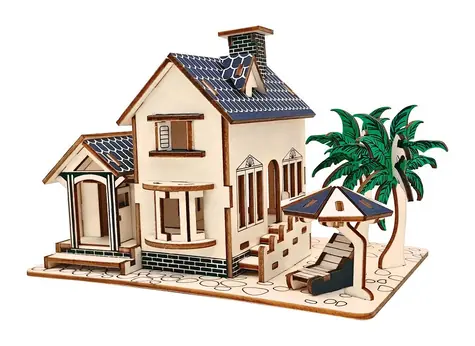 Woodcraft Dřevěné 3D puzzle Dům na pláži / 88 dílků / od 8 let / Obtížnost: jednoduchá