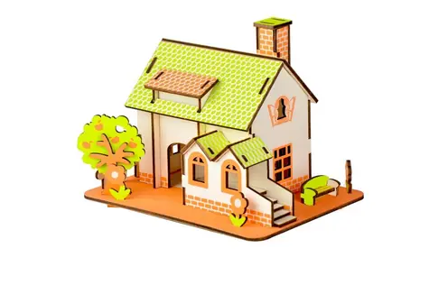 Woodcraft Dřevěné 3D puzzle Zelený dům / 44 dílků / od 8 let / Obtížnost: jednoduchá