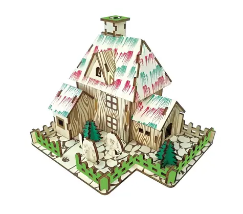 Woodcraft Dřevěné 3D puzzle Čarodějnická chýše / 45 dílků / od 8 let / Obtížnost: jednoduchá
