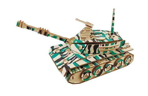 Woodcraft Dřevěné 3D puzzle Velký tank / 154 dílků / od 8 let / Obtížnost: jednoduchá