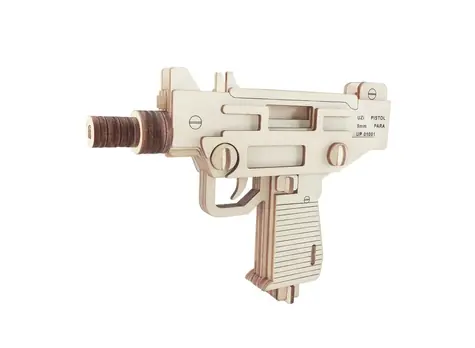 Woodcraft Dřevěné 3D puzzle Pistole UZI / 39 dílků/ od 8 let / Obtížnost: jednoduchá